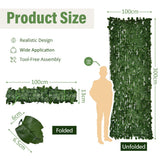 NNECW Artificial Hedge Fence with Faux Ivy Leaves &amp Zip Tie for Garden &amp Yard-2 pieces