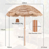NNECW 2.2M Hawaiian Portable Hula Umbrella for Beach Pool