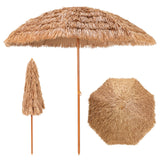 NNECW 8 FT Thatched Tiki Umbrella with 8 Metal Ribs & 7-Tier Straw Top