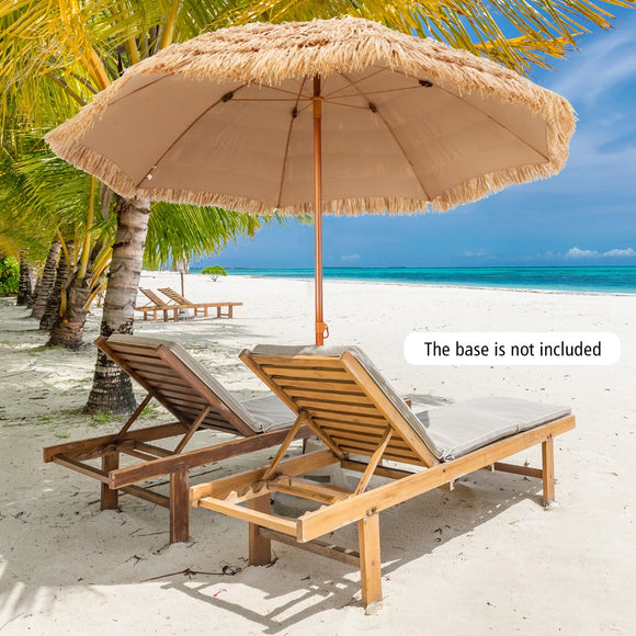 NNECW 8 FT Thatched Tiki Umbrella with 8 Metal Ribs & 7-Tier Straw Top