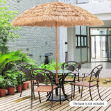 NNECW 8 FT Thatched Tiki Umbrella with 8 Metal Ribs & 7-Tier Straw Top