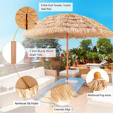 NNECW 8 FT Thatched Tiki Umbrella with 8 Metal Ribs & 7-Tier Straw Top