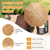 NNECW 8 FT Thatched Tiki Umbrella with 8 Metal Ribs & 7-Tier Straw Top