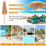 NNECW 8 FT Thatched Tiki Umbrella with 8 Metal Ribs & 7-Tier Straw Top