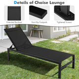 NNECW  6-Position Chaise Lounge Chairs with Rustproof Aluminium Frame for Patio-Black