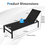 NNECW  6-Position Chaise Lounge Chairs with Rustproof Aluminium Frame for Patio-Black