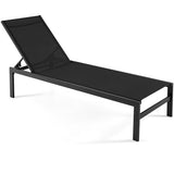 NNECW  6-Position Chaise Lounge Chairs with Rustproof Aluminium Frame for Patio-Black