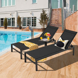 NNECW  6-Position Chaise Lounge Chairs with Rustproof Aluminium Frame for Patio-Black