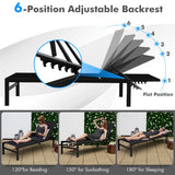 NNECW  6-Position Chaise Lounge Chairs with Rustproof Aluminium Frame for Patio-Black