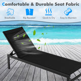 NNECW  6-Position Chaise Lounge Chairs with Rustproof Aluminium Frame for Patio-Black