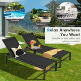 NNECW  6-Position Chaise Lounge Chairs with Rustproof Aluminium Frame for Patio-Black