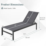 NNECW  6-Position Chaise Lounge Chairs with Rustproof Aluminium Frame for Patio-Grey