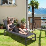 NNECW  6-Position Chaise Lounge Chairs with Rustproof Aluminium Frame for Patio-Grey