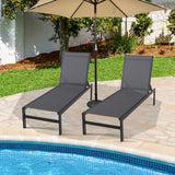 NNECW  6-Position Chaise Lounge Chairs with Rustproof Aluminium Frame for Patio-Grey