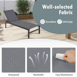 NNECW  6-Position Chaise Lounge Chairs with Rustproof Aluminium Frame for Patio-Grey