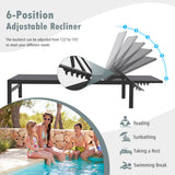 NNECW  6-Position Chaise Lounge Chairs with Rustproof Aluminium Frame for Patio-Grey