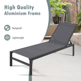 NNECW  6-Position Chaise Lounge Chairs with Rustproof Aluminium Frame for Patio-Grey