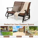 NNECW 2-Person Patio Glider Bench with High Back & Curved Armrests