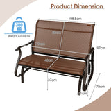 NNECW 2-Person Patio Glider Bench with High Back & Curved Armrests