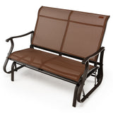 NNECW 2-Person Patio Glider Bench with High Back & Curved Armrests