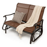 NNECW 2-Person Patio Glider Bench with High Back & Curved Armrests