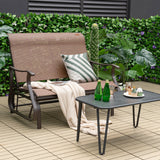 NNECW 2-Person Patio Glider Bench with High Back & Curved Armrests