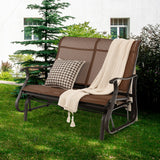 NNECW 2-Person Patio Glider Bench with High Back & Curved Armrests