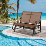 NNECW 2-Person Patio Glider Bench with High Back & Curved Armrests