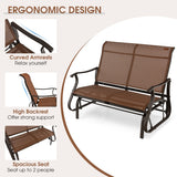 NNECW 2-Person Patio Glider Bench with High Back & Curved Armrests