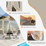 NNECW Umbrella Mosquito Netting with 2 Double-Zippered Doors-Beige