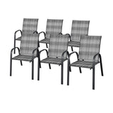 NNECW Set of 6 Outdoor PE Wicker Stackable Chairs  for Garden & Yard & Deck & Lawn