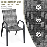 NNECW Set of 6 Outdoor PE Wicker Stackable Chairs  for Garden & Yard & Deck & Lawn
