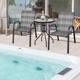 NNECW Set of 6 Outdoor PE Wicker Stackable Chairs  for Garden & Yard & Deck & Lawn