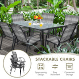 NNECW Set of 6 Outdoor PE Wicker Stackable Chairs  for Garden & Yard & Deck & Lawn