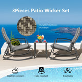 NNECW 3 Pieces Wicker Furniture Set with Cushion for Patio & Garden & Poolside