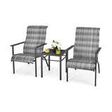 NNECW 3-Piece PE Rattan Bistro Chairs with Coffee Table for Garden