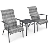 NNECW 3-Piece PE Rattan Bistro Chairs with Coffee Table for Garden