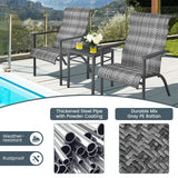 NNECW 3-Piece PE Rattan Bistro Chairs with Coffee Table for Garden
