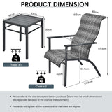NNECW 3-Piece PE Rattan Bistro Chairs with Coffee Table for Garden
