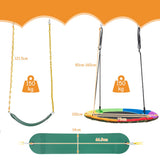NNECW 2 Pieces Strap Swing Seat & Saucer Tree Swing Set with Adjustable Hanging Rope without Stand