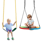 NNECW 2 Pieces Strap Swing Seat & Saucer Tree Swing Set with Adjustable Hanging Rope without Stand