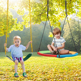NNECW 2 Pieces Strap Swing Seat & Saucer Tree Swing Set with Adjustable Hanging Rope without Stand