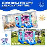 NNECW 3-in-1 Elephant Theme Inflatable Castle with Jumping Area