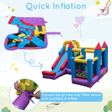 NNECW 5-in-1 Inflatable Bounce House with Slide & Trampoline without Blower