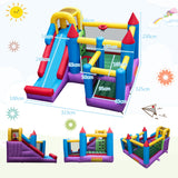 NNECW 5-in-1 Inflatable Bounce House with Slide & Trampoline with Blower