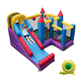 NNECW 5-in-1 Inflatable Bounce House with Slide & Trampoline with Blower