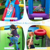 NNECW 5-in-1 Inflatable Bounce House with Slide & Trampoline with Blower