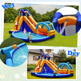 NNECW 4-In-1 Water Bounce House with Basketball Rimfor Children Aged 4-12 without Blower