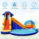 NNECW 4-In-1 Water Bounce House with Basketball Rimfor Children Aged 4-12 without Blower