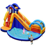 NNECW 4-In-1 Water Bounce House with Basketball Rimfor Children Aged 4-12 without Blower